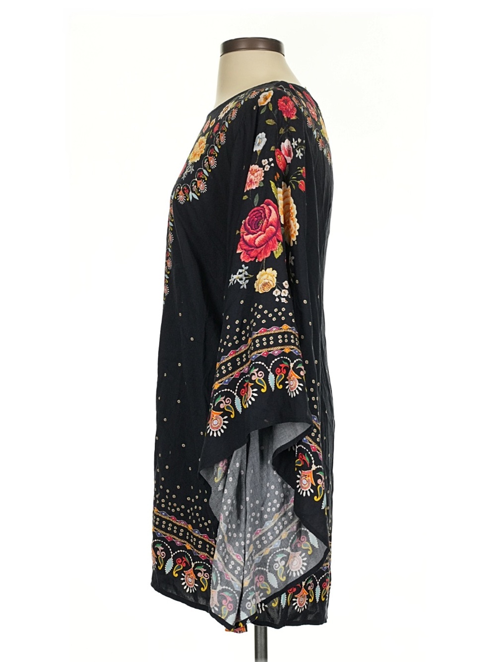 FARM Rio Black Floral Mini Dress with Pink and Yellow Roses - Picture 4 of 11